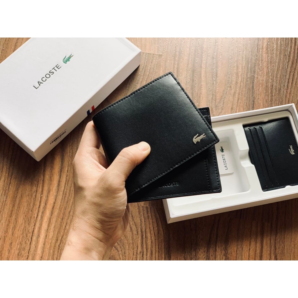 Ví Lacoste trơn kẹp thẻ