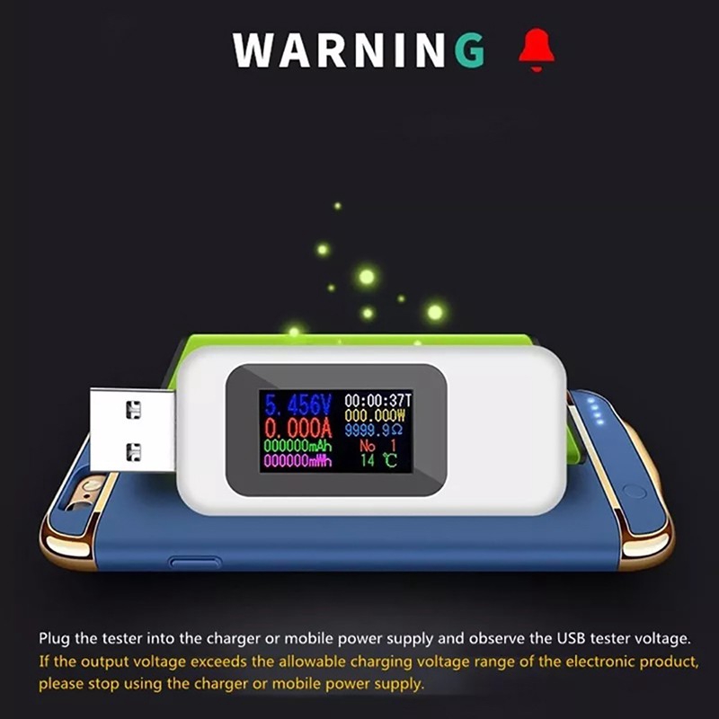 Màn hình màu 10 trong 1 Máy kiểm tra USB 0-5A Điện áp DC 4-30V Bộ sạc USB Máy đo điện Máy đo điện di động Máy dò pin