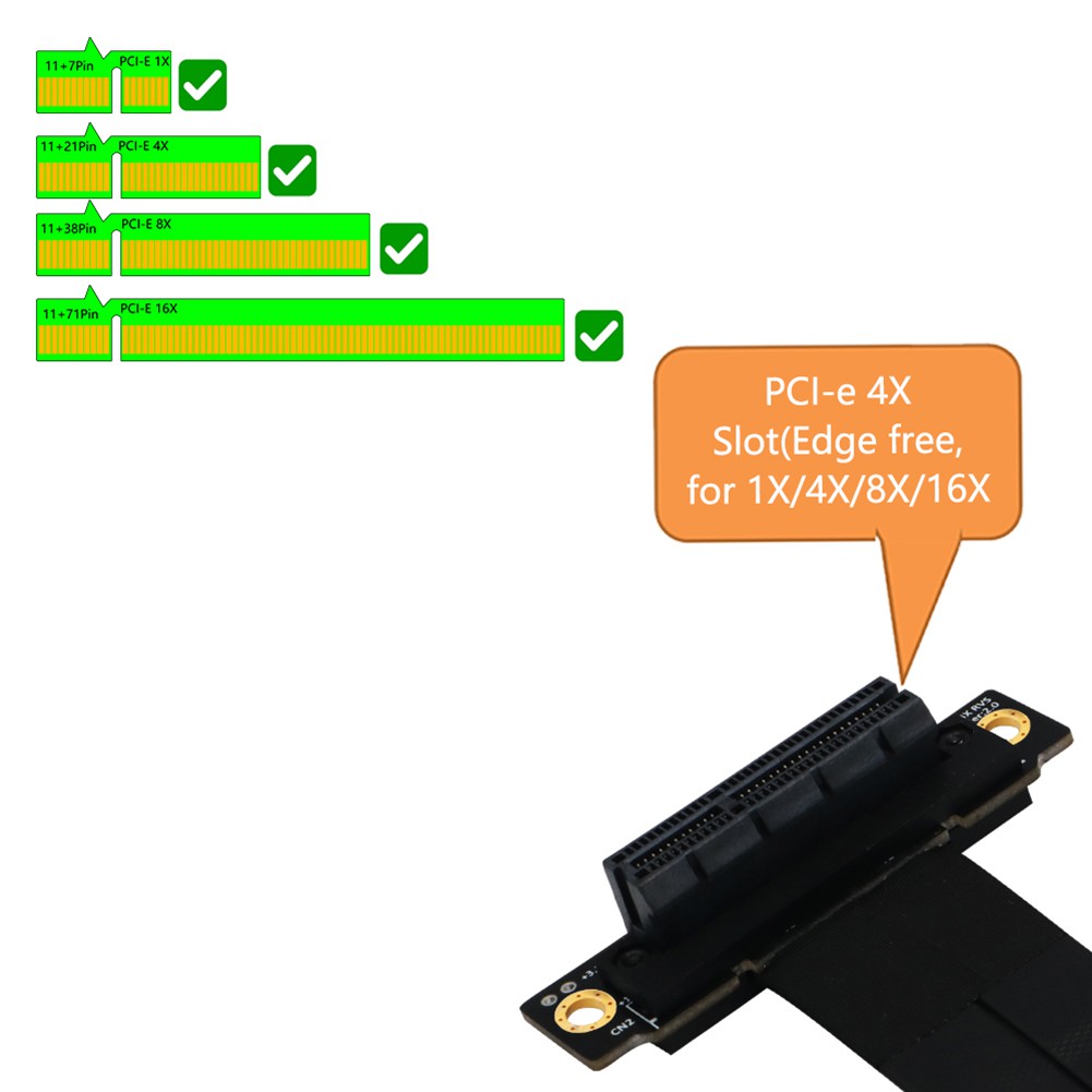 Dây Cáp Nối Dài + Thẻ Mở Rộng 24cm Pci-e 4x 270 Độ