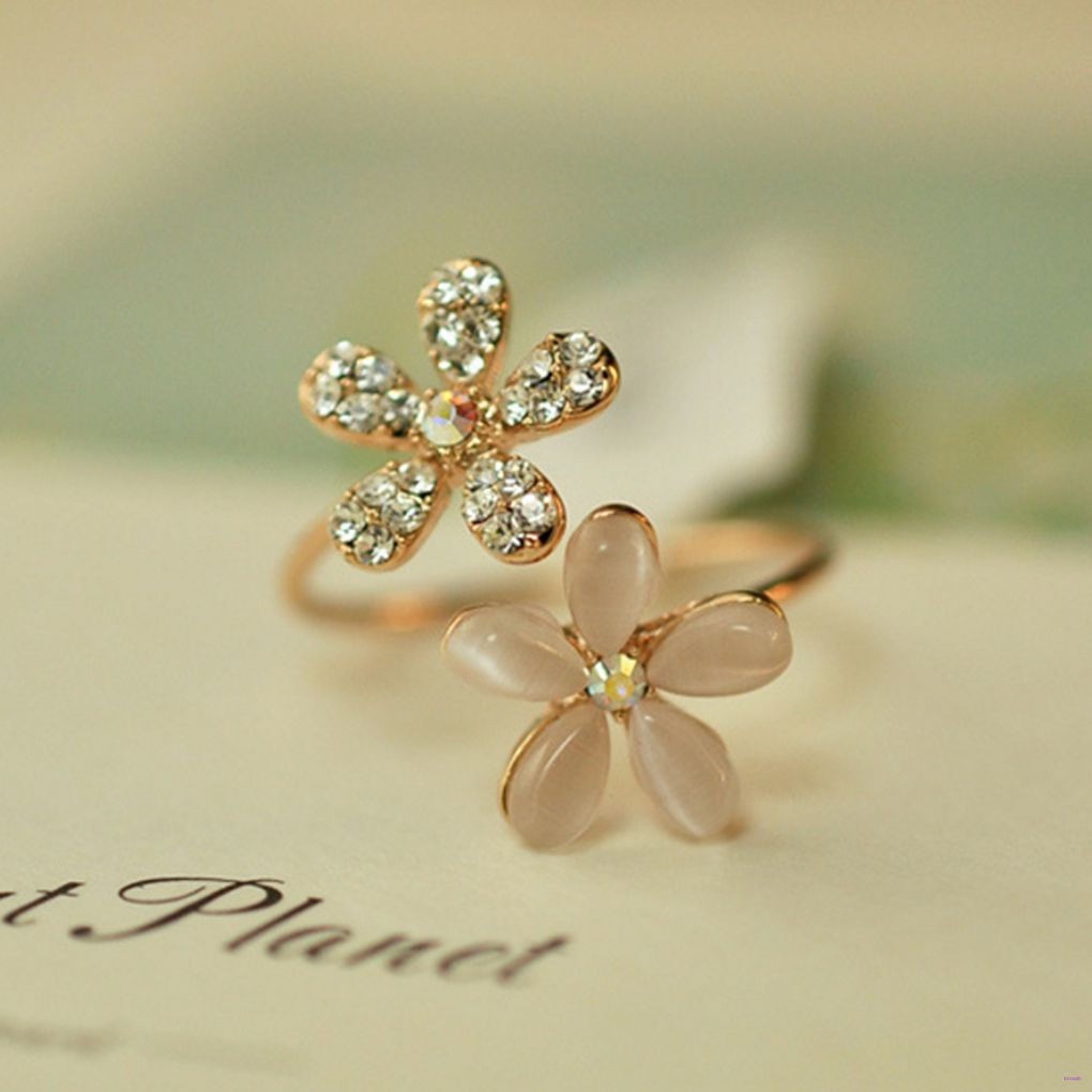 Nhẫn Đeo Tay Kim Loại Tạo Hình Hoa Đính Đá Thời Trang Cho Nữ