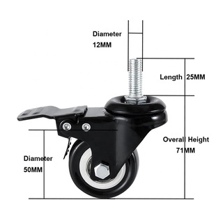Bánh xe tủ nhựa cao cấp có khóa ti ren 50x21mm