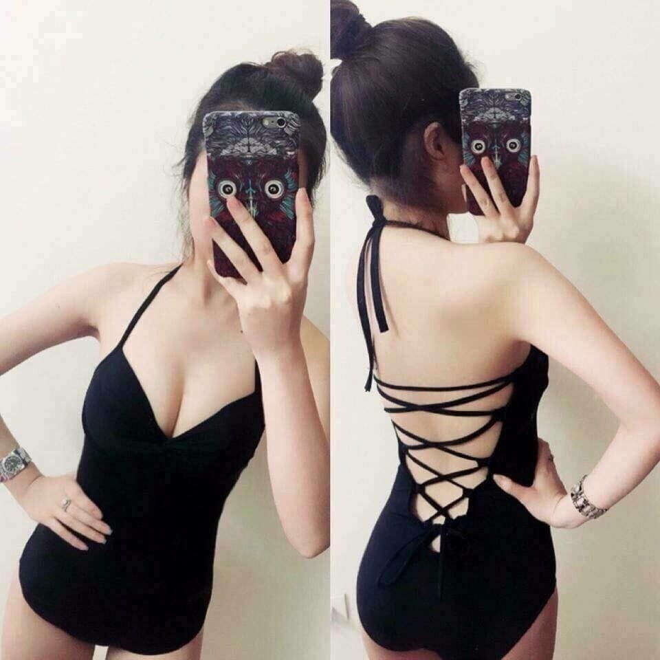 [HÌNH THẬT TỰ CHỤP] Đồ Bơi Nữ - Bikini Đi Biển 1 Mảnh Liền Thân Che Bụng Dây Lưng Đan Chéo Secxy