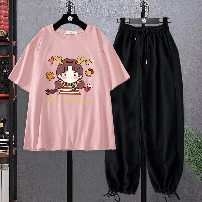 Sét Áo cô bé tuần lộc +quần bom chun, Áo thun from rộng, Chất đẹp không xù, Sét bộ mặc ở nhà - MODY