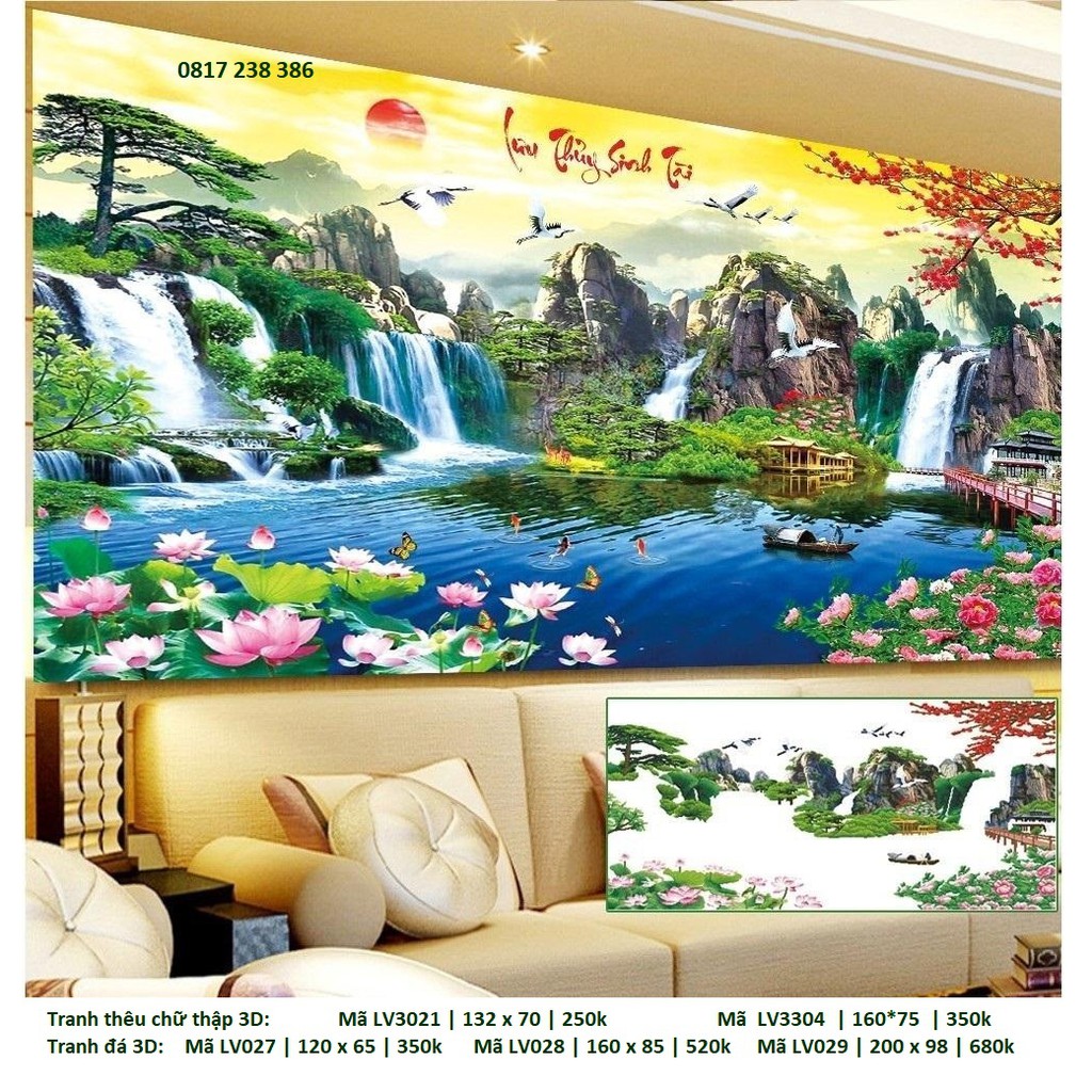 Tranh thêu chữ thập phong cảnh LV3021, LV3304