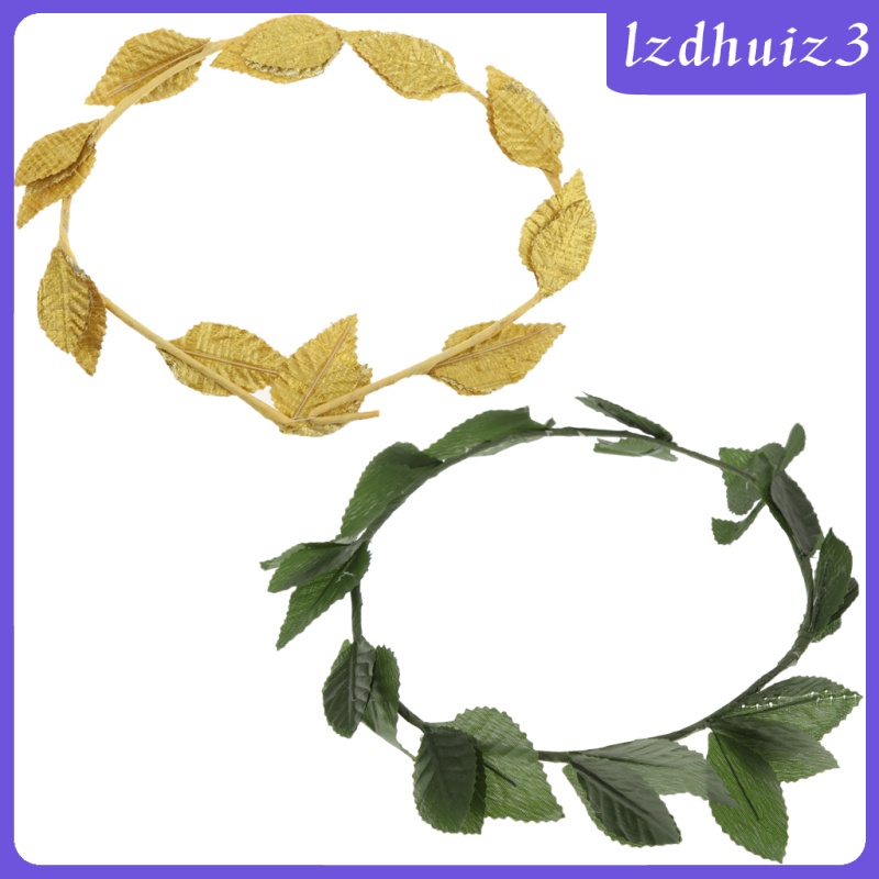 Gemgem Loey 2x Gold Green Leaf Roman Greek Goddess Laurel Wreath Costume Party Headbands