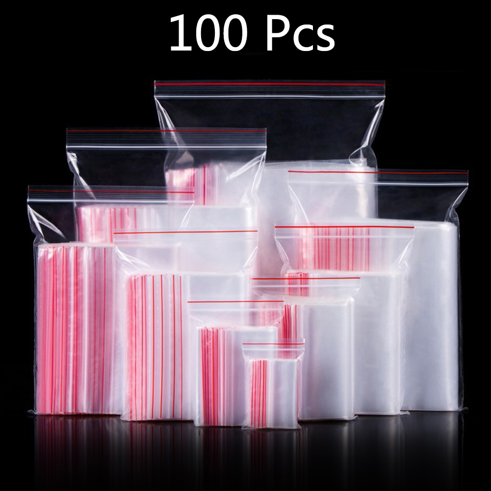 Bộ 100 túi zip trong suốt kiểu dáng tiện dụng