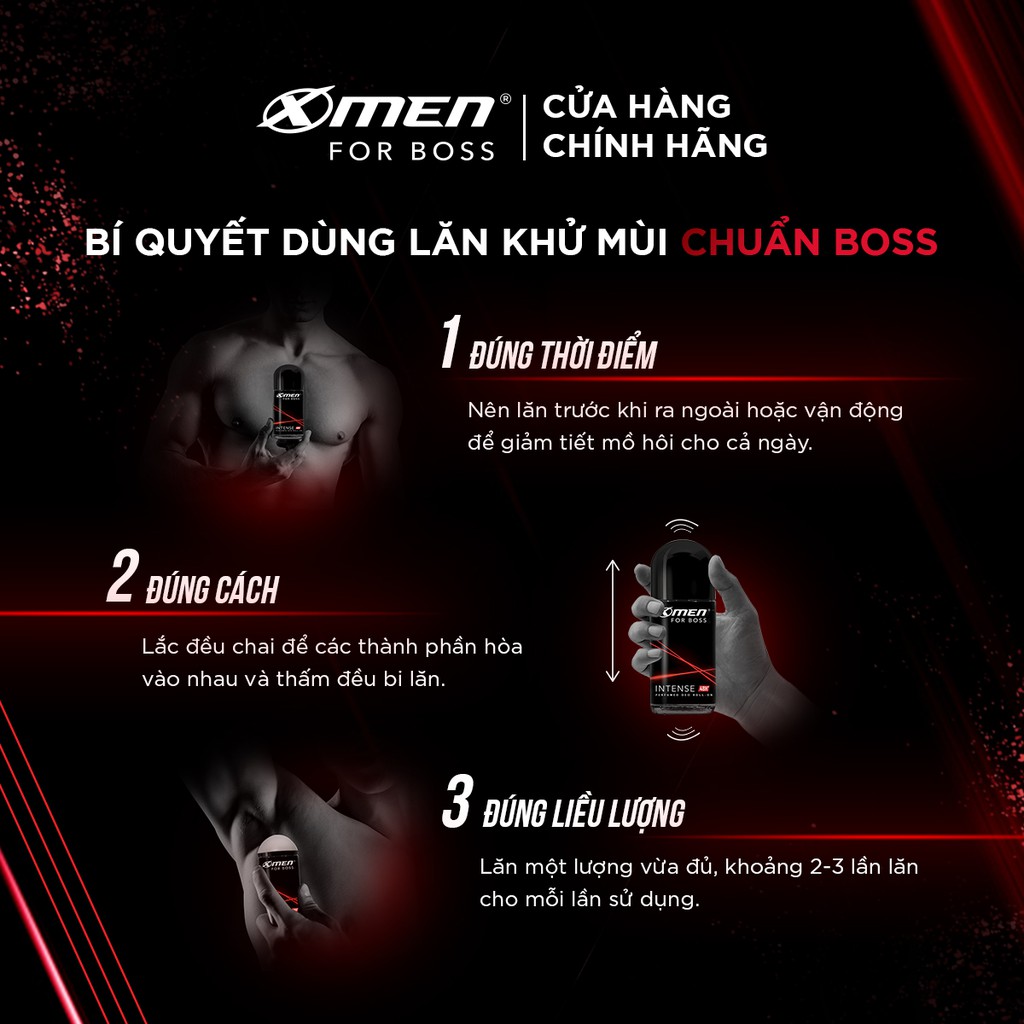 Lăn khử mùi X-Men For Boss Intense - Mùi hương trầm đầy nội lực 50ml