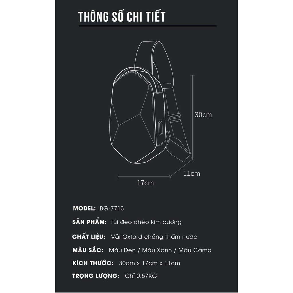 Túi đeo chéo thời trang gù cứng độc đáo Bange 2021