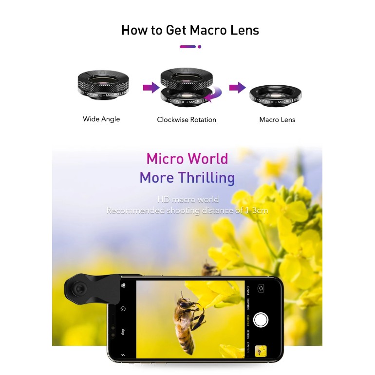 Bộ lens ống kính Apexel tele 22X và lens macro,lens wide và lens mắt cá cực hot 2020