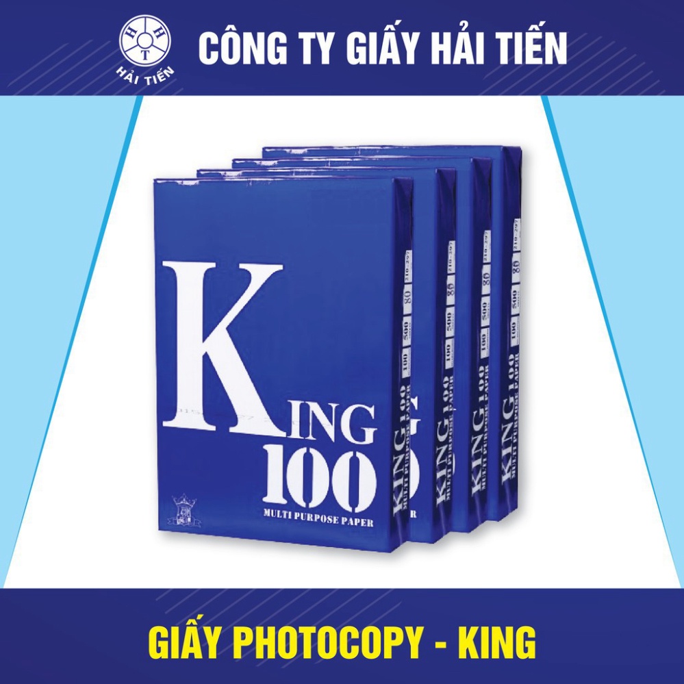 Giấy photo, giấy in King 100 - A4/70gsm  LOẠI 1 - LOẠI ĐẸP NHẤT