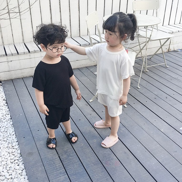 Bộ Cộc Tay Cotton Thun Lạnh Màu Trơn ❤️  Bộ MinKy Mom cộc tay cotton lạnh