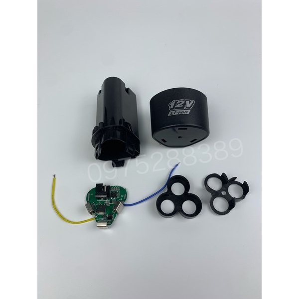 Combo Vỏ + Mạch pin 12v tam giác dùng cho máy khoan, vít thông dụng