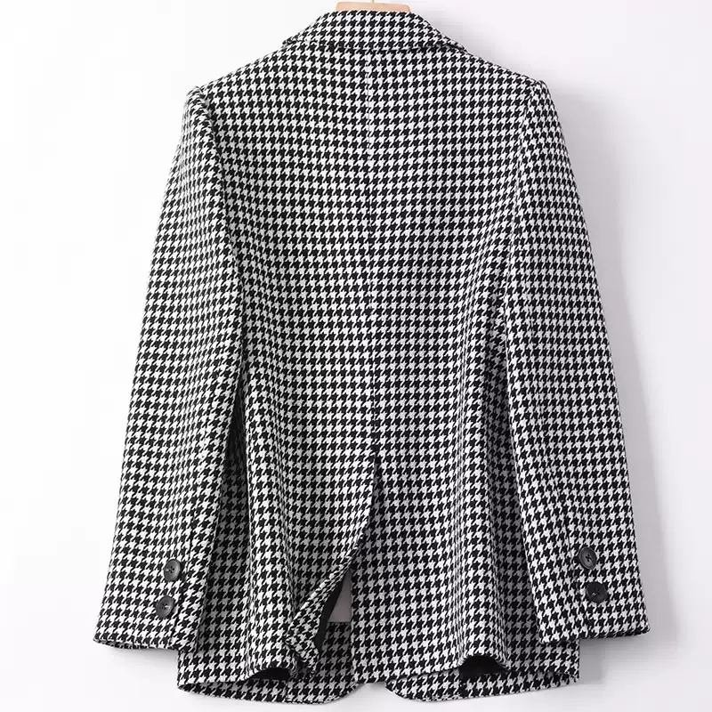 Áo Khoác Blazer Nữ Sọc Đen Trắng, Áo Blazer Hàng 2 Lớp, Đơn Giản, Cá Tính Sang Trọng