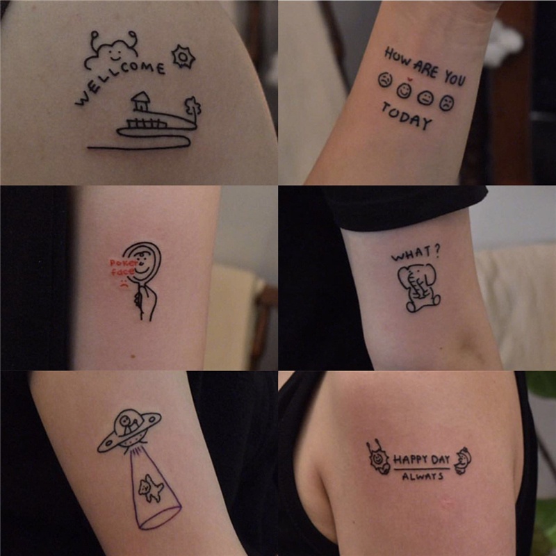 【SIYA Magic Tattoo】Bộ 45 miếng dán hình xăm họa tiết hoạt hình kiểu dáng đơn giản và đáng yêu 6cm*7cm