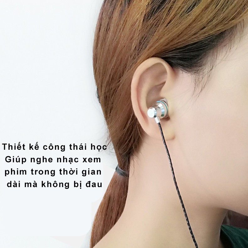 Tai nghe nhét tai có dây Sidotech Q5 siêu bass chuyên nghe nhạc EDM gaming esport jack 3.5 mm chống ồn nhét tai in ear