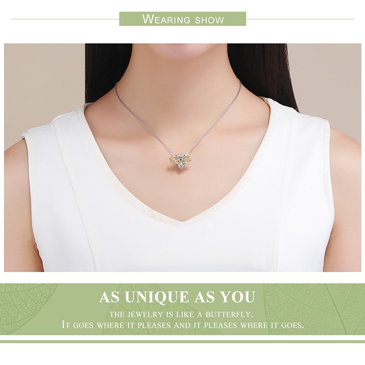 Bamoer Hạt Charm Bạc 925 Hình Con Ong Đính Đá Pha Lê DIY Sang Trọng Cho Nữ