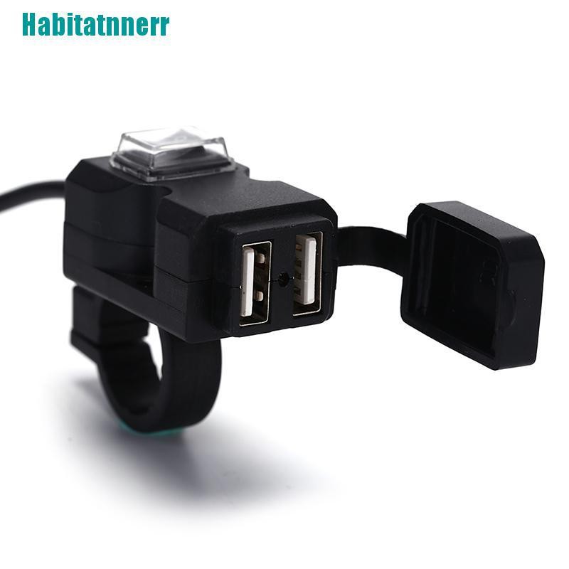 Bộ sạc 2 cổng USB 12V gắn tay lái xe máy