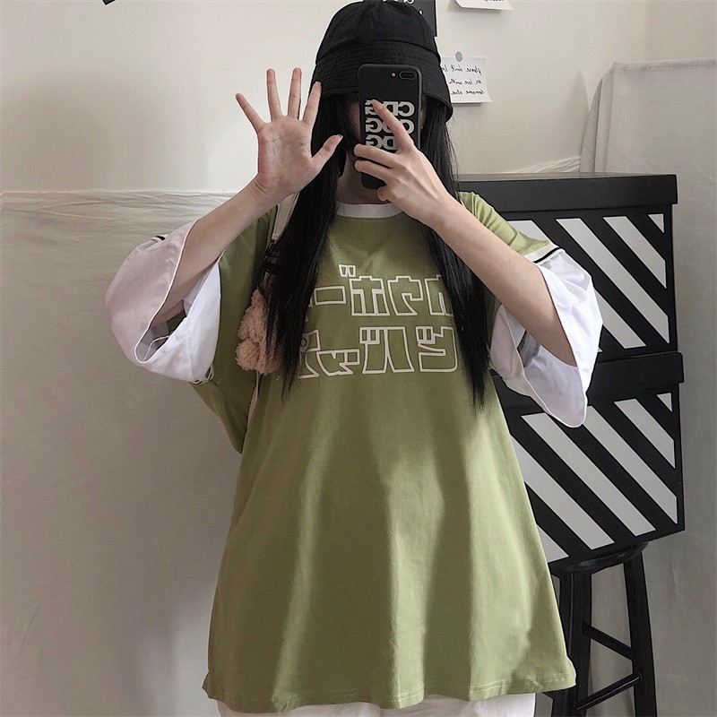 Áo Thun Ngắn Tay Giả Nhiều Lớp Phong Cách Retro Nhật Bản | BigBuy360 - bigbuy360.vn