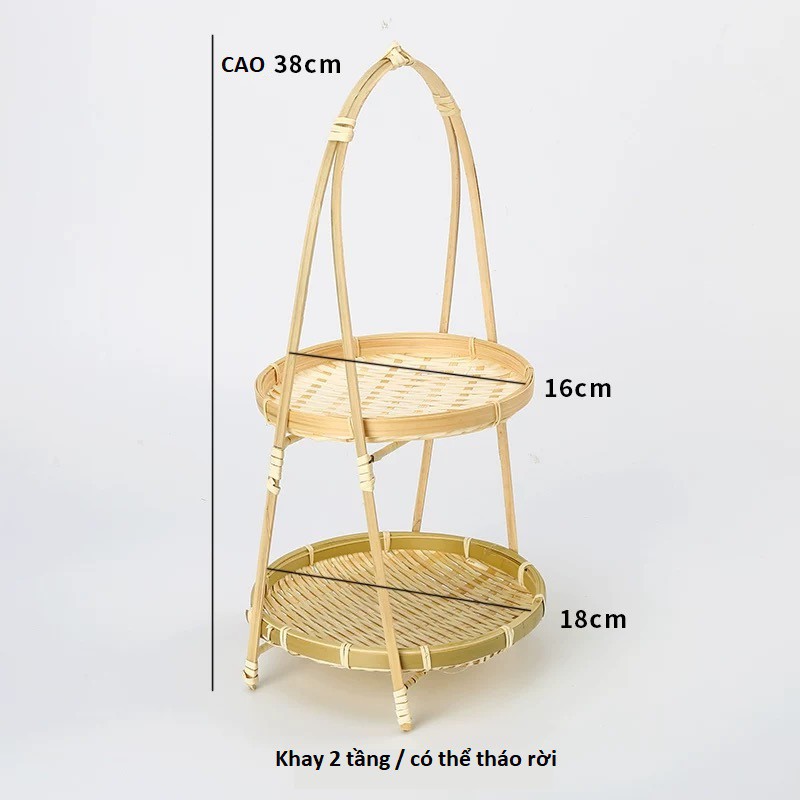 Khay mây tre BAMBOOO ECO kệ decor trang trí nhiều tầng đan tre thủ công