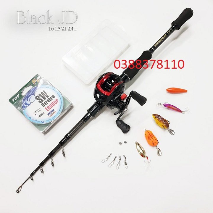 Combo Lure Ngang, Bộ Cần Câu Lure Máy Ngang Rút Gọn 60cm Chất Liệu Carbon - BC 3