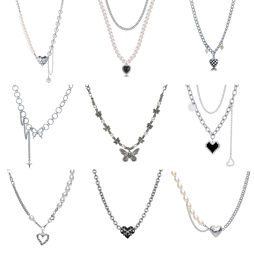 Vòng cổ mặt trái tim đính ngọc trai thiết kế thời trang cho nữ