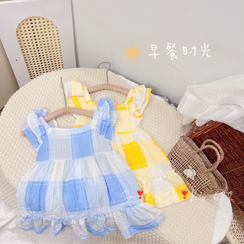 Váy tơ kẻ cực cute cho bé gái - VKTD