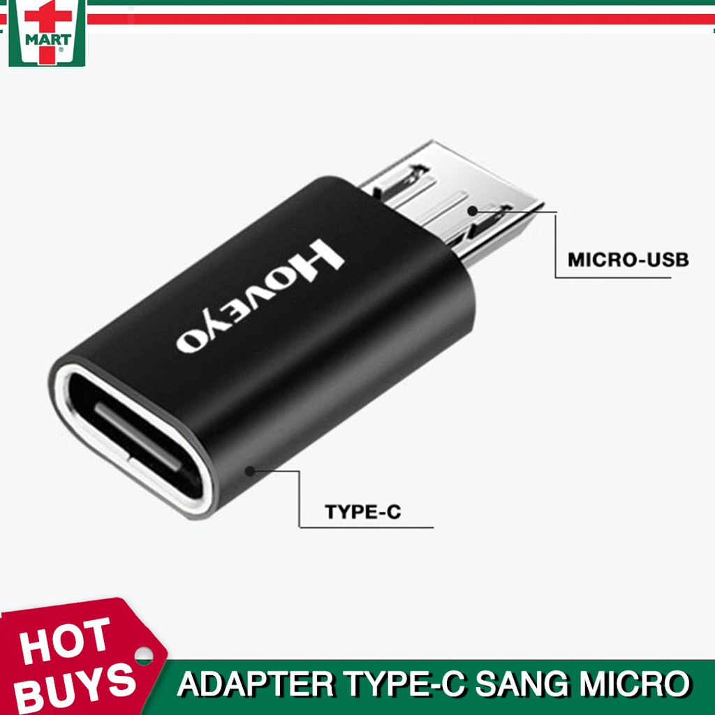 [Mã ELFLASH3 hoàn 10K xu đơn 20K] Adapter vào Type C ra MicroUSB - Hỗ trợ sạc nhanh Adapter03