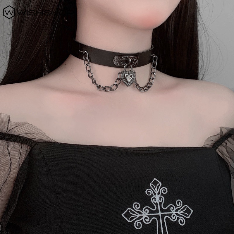 (Hot Sale) VòNg Cổ Choker Kim LoạI HìNh Ổ KhóA TráI Tim Vintage