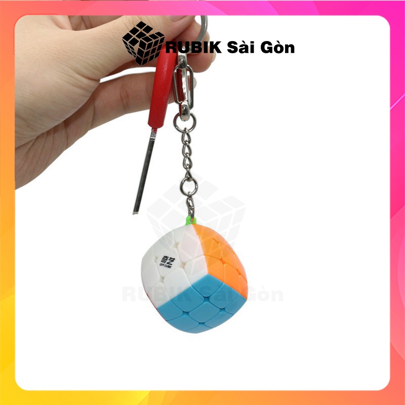 Móc Chìa Khóa Rubik 3x3 Stickerless Qiyi Cube, Keychain Móc Ba Lô Cách Điệu Nhỏ Xinh Cho Tín Đồ Của Rubik