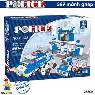 Lắp ráp lego Ausini 23802 Mô hình sở cảnh sát