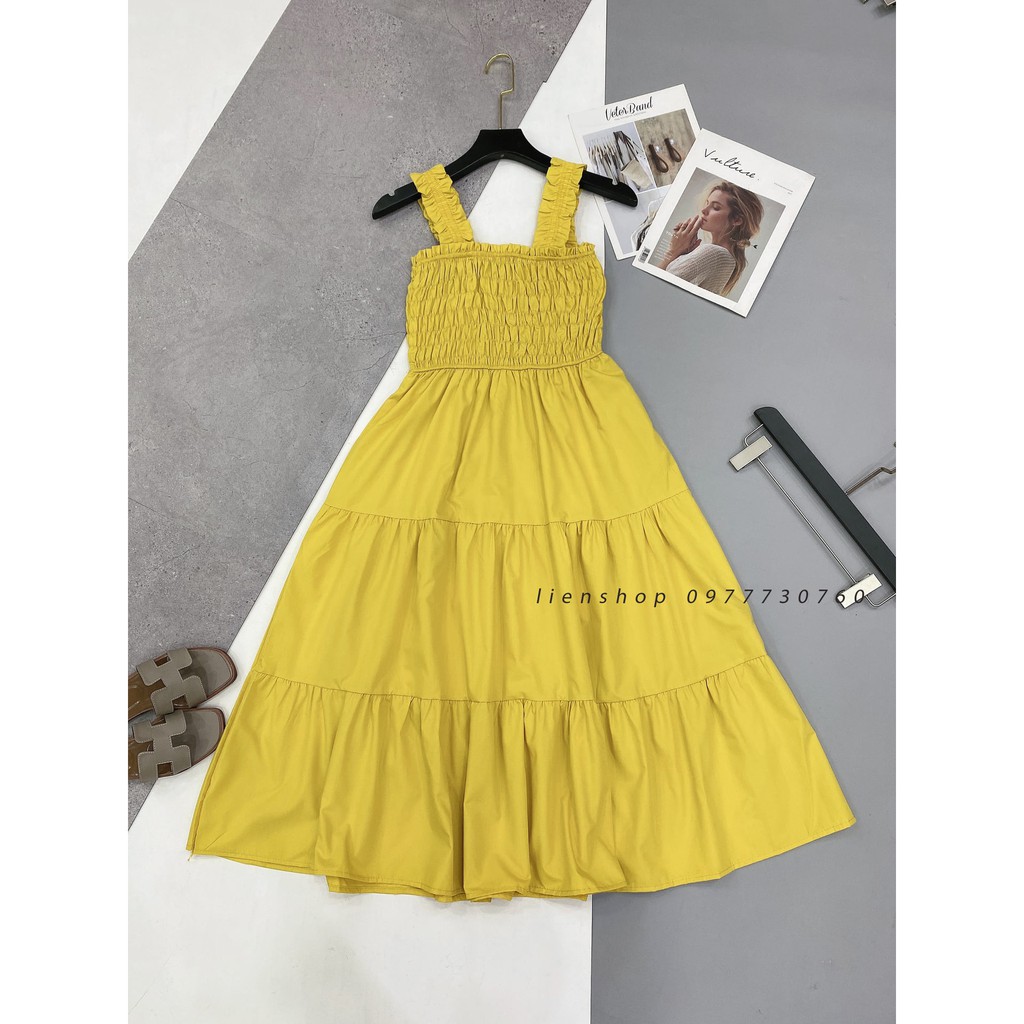 [ ảnh thật ] váy hai dây nữ bản to bo chun | BigBuy360 - bigbuy360.vn