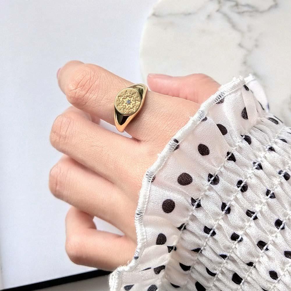 DARON Nhẫn Hở Họa Tiết Hoa Hướng Dương La Bàn Thời Trang