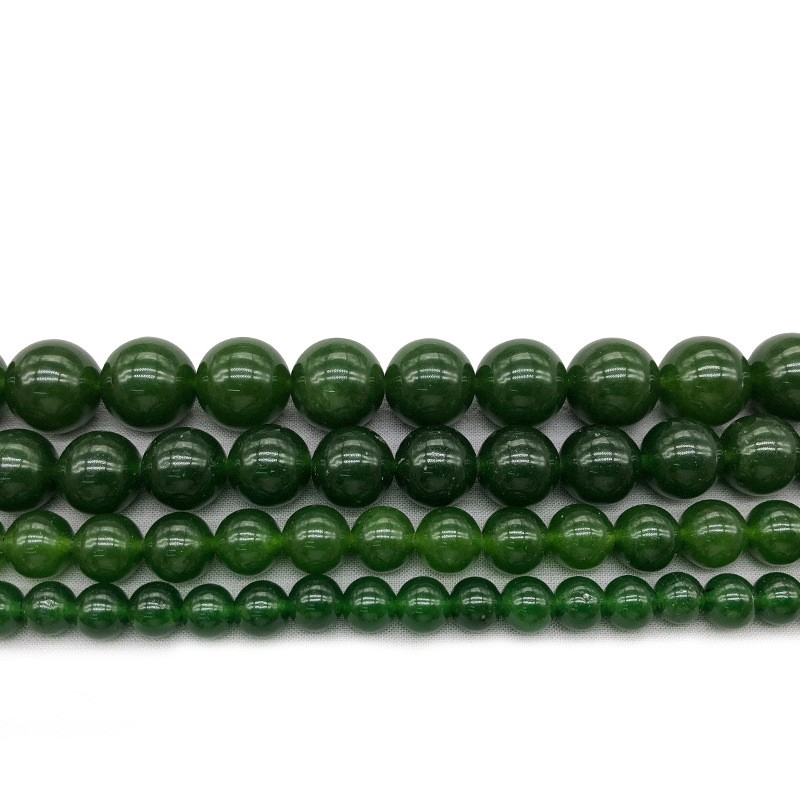 Chuỗi Hạt Đá Chalcedony Màu Xanh Lá Cây Đậm, Kích Cỡ 4-14mm