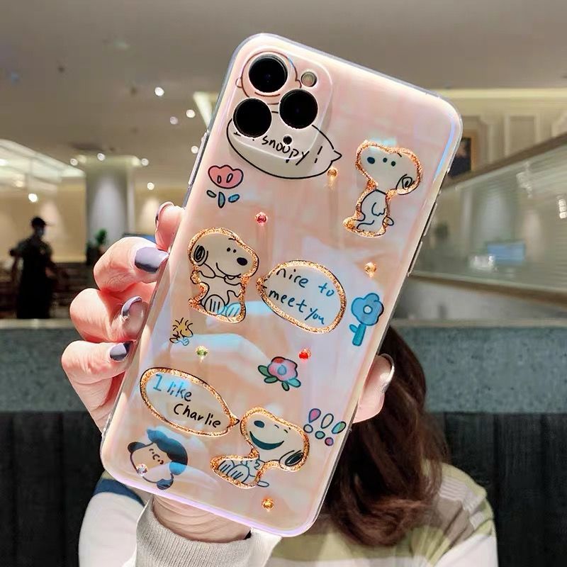 Ốp điện thoại Blu Ray hình cún kiểu cặp đôi dễ thương cho iPhone 12ProMax 11 12Pro 7Plus XsMax X 8Plus XR iPhone13 13Pro 13ProMax