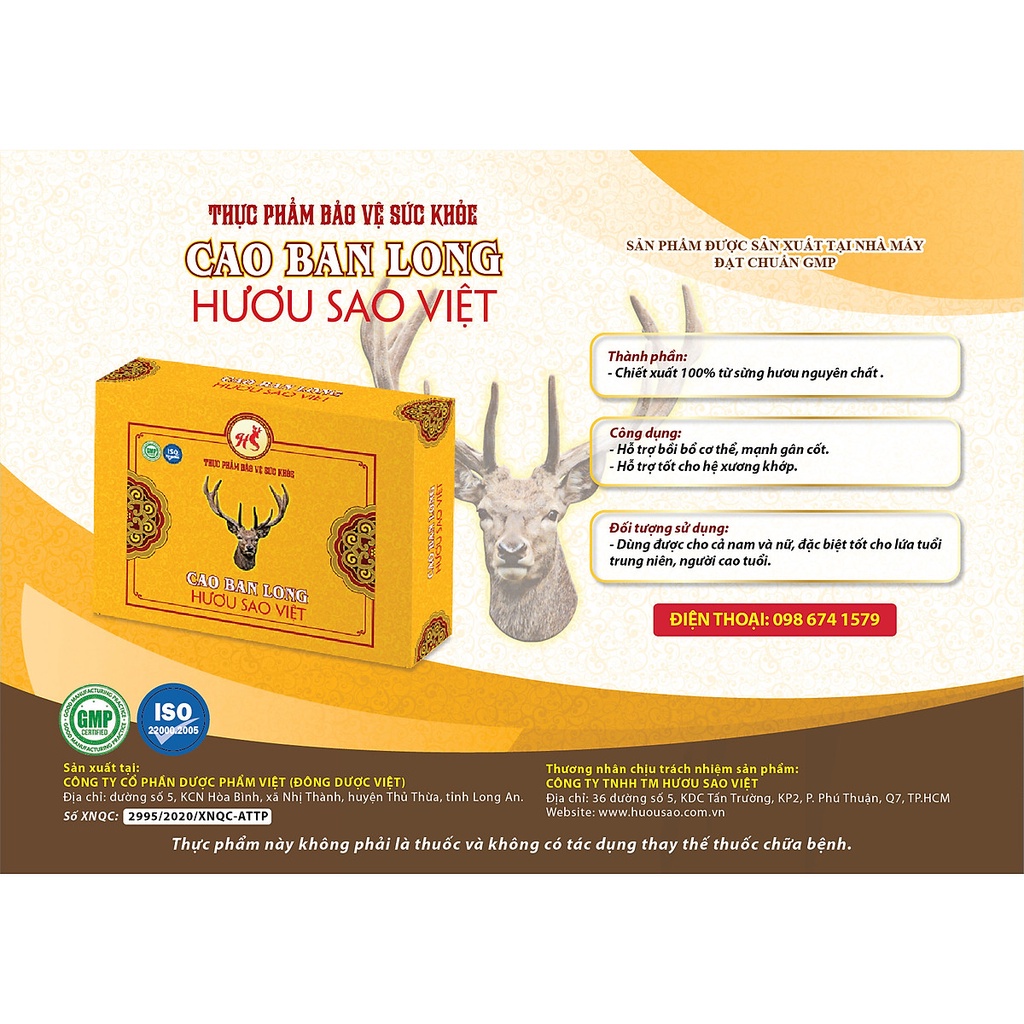 THỰC PHẨM BẢO VỆ SỨC KHỎE CAO BAN LONG HƯƠU SAO VIỆT