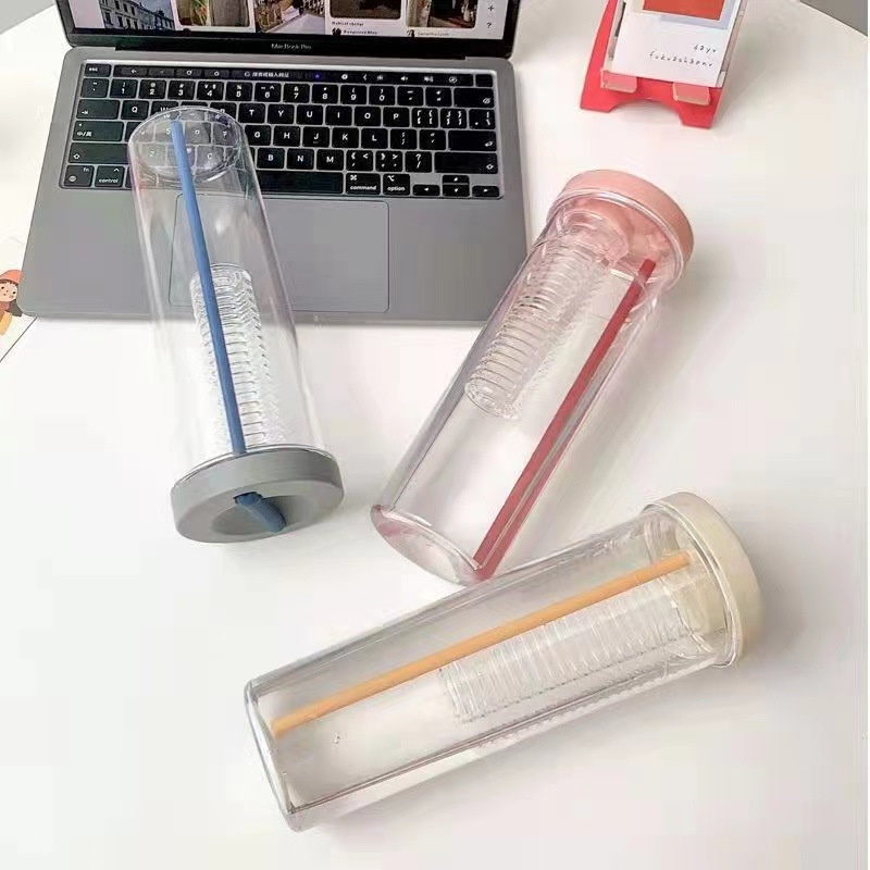 Bình đựng nước có ống hút và bộ lọc bằng nhựa ossayi dung tích 650ml dùng vào mùa hè