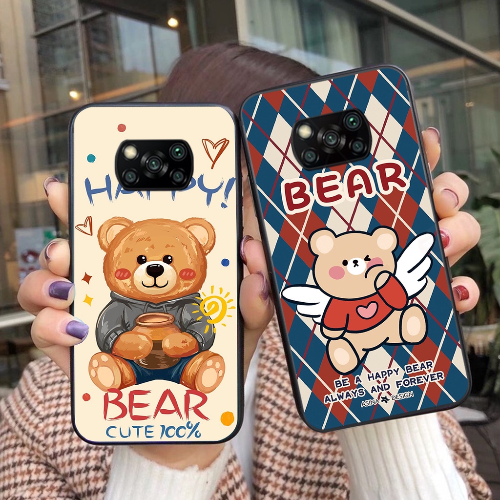 Ốp lưng Xiaomi Poco X3 / Poco X3 Pro in hình cute, chú gấu tinh nghịch siêu chất siêu rẻ