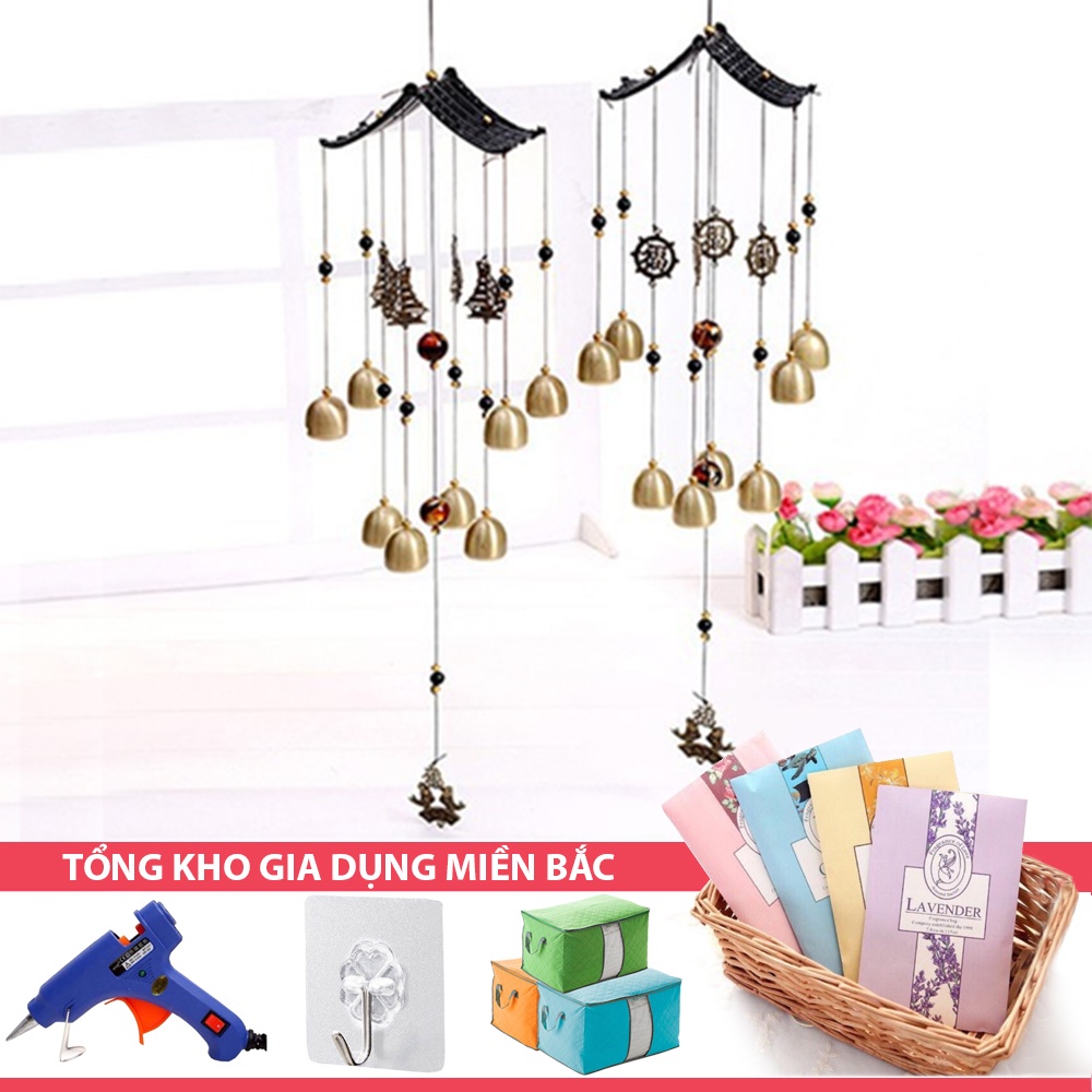 [Tổng Kho Sỉ] Chuông Gió Mái Cổ Mạ Đồng Trang Trí Decor Đẹp Phong Thủy 4/8 Quả Chuông