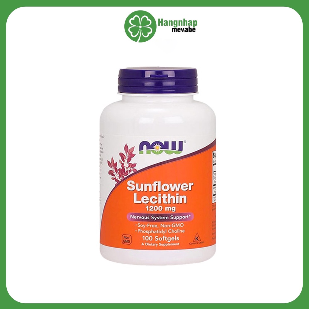 Viên uống giảm tắc tia sữa Now sunflower lecithin 100 viên hàng Mỹ