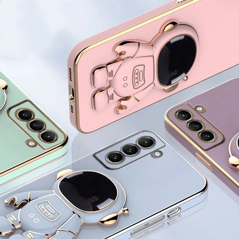 Astronaut Fold Stand Phone Case For Samsung Galaxy A03 Core A20 A30 A50 A30s A50s A71 4G A51 4G A73 5G Note 20 Note 20 Ultra Soft Cover
