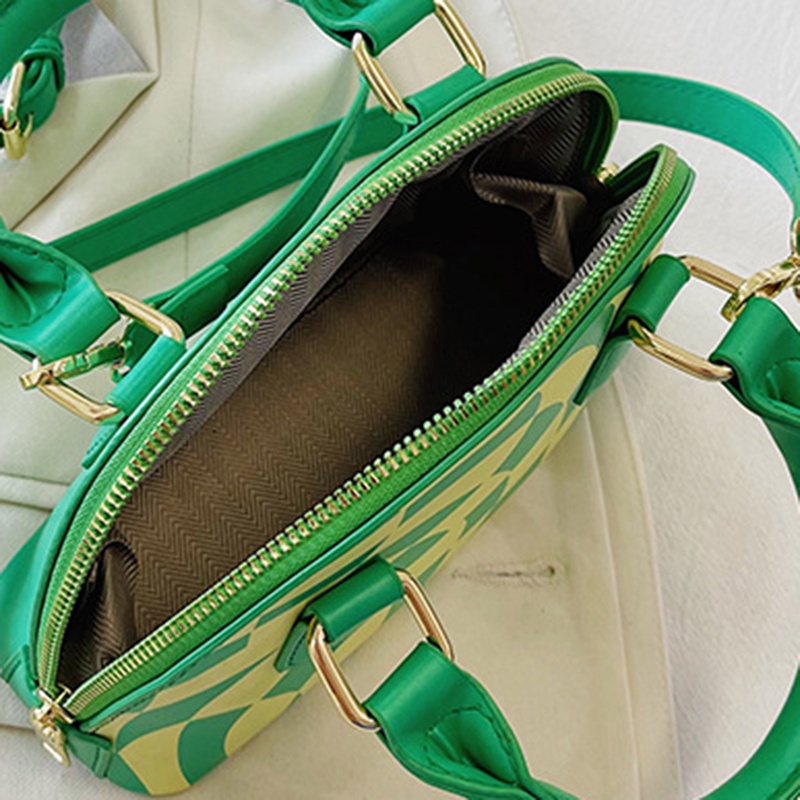 Túi Đeo Chéo Hình Vỏ Sò Họa Tiết Kẻ Sọc Phong Cách Hàn Quốc Cho Nữ