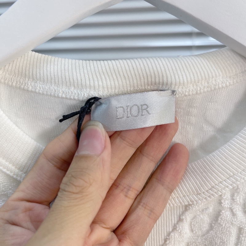 ⚡️[Mirror Quality] - Áo Tee DlOR Oblique Terry Cotton Jacquard T-Shirt Off White Relaxed Fit, Áo thun DlOR