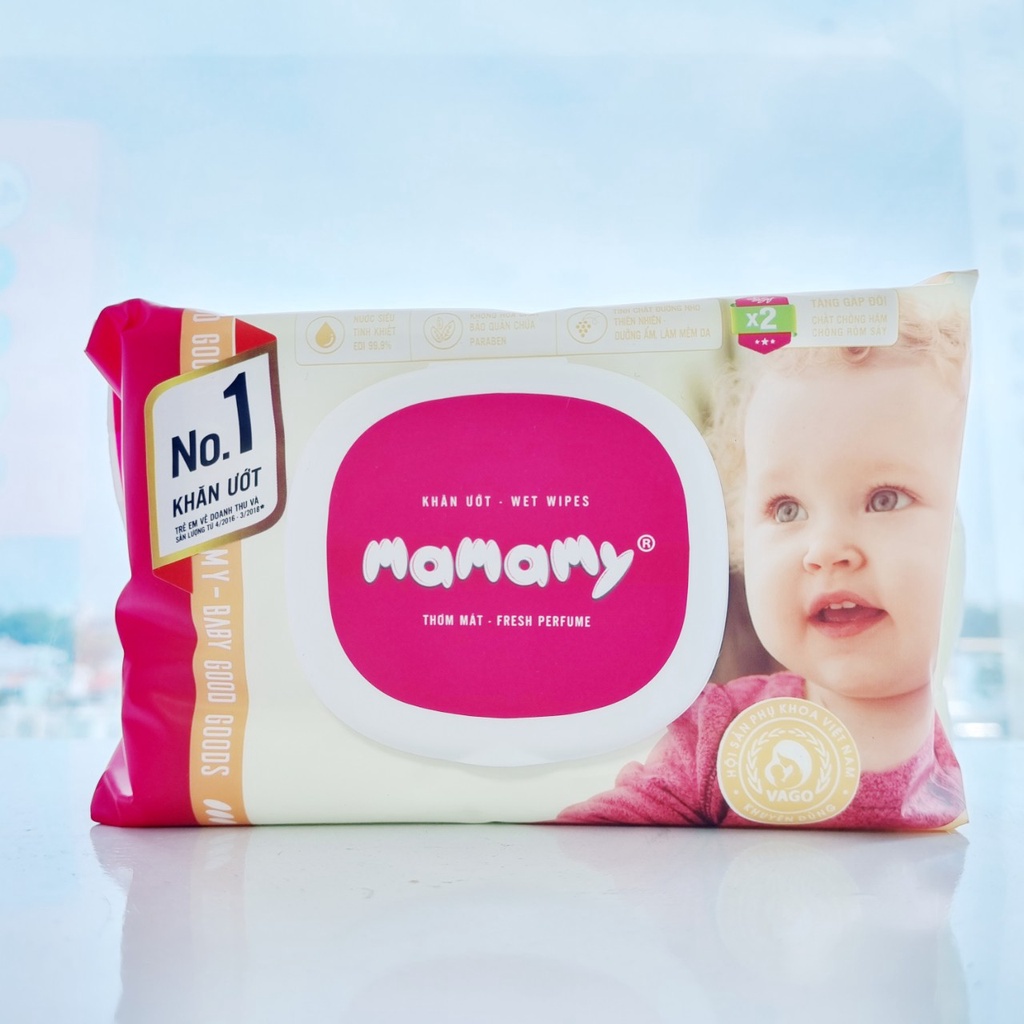 Khăn ướt MAMAMY Wet Wipes Khăn giấy ướt không cồn cho bé (Bịch 30 - 80 Miếng)