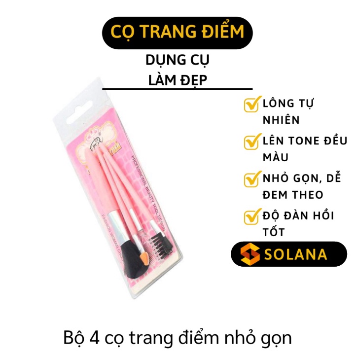 [GIÁ SỈ] Bộ Cọ Trang Điểm Mini - Bộ 4 Món Cọ Makeup Cá Nhân Nhỏ Gọn, Lông Mềm Mại 8118
