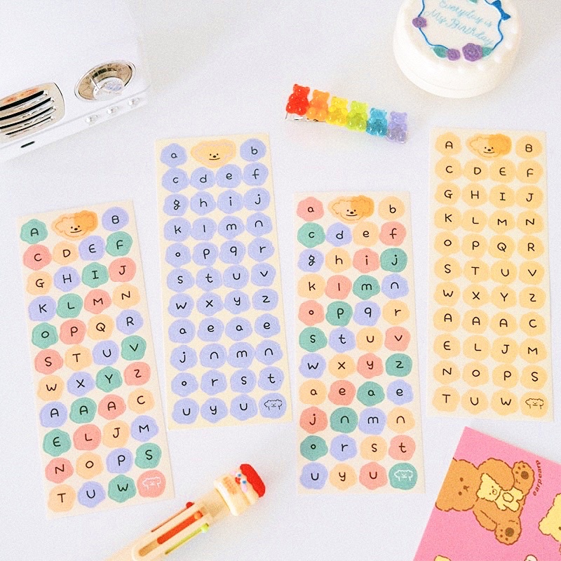 Sticker Hình Chữ Cái Dễ Thương Vintage. Sticker Bảng Chữ Cái