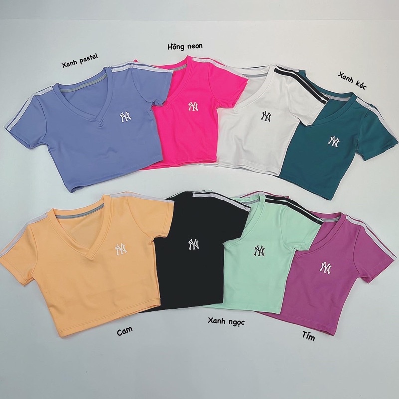 Áo Croptop Thể Thao Tập Gym Yoga Nữ - Áo Croptop Thể Thao Ny Phối 3 Sọc Siêu Xinh, Chất Thun Polly Mềm Mịn