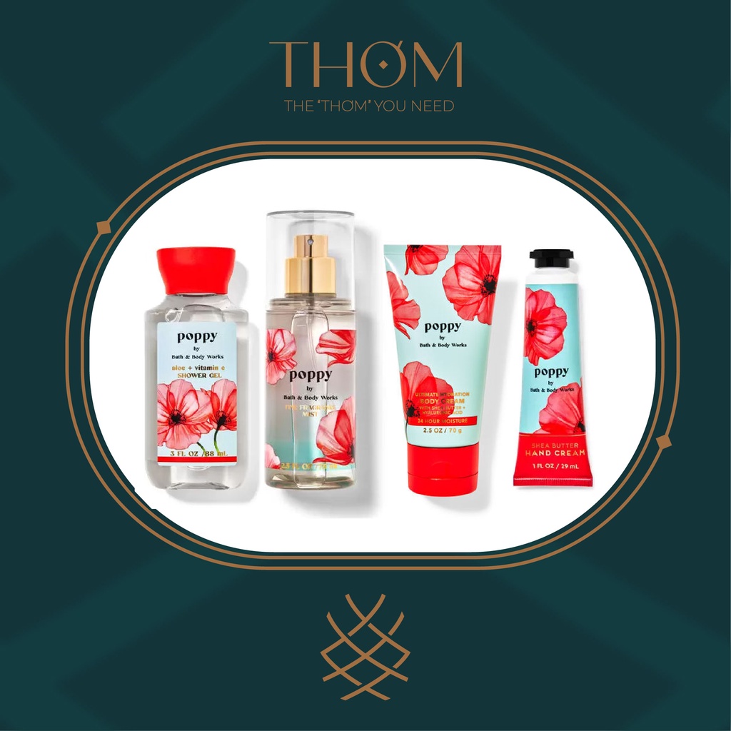 POPPY  | MINI SET TRAVEL SIZE Tắm Dưỡng Xịt Thơm Toàn Thân Bath &amp; Body Works