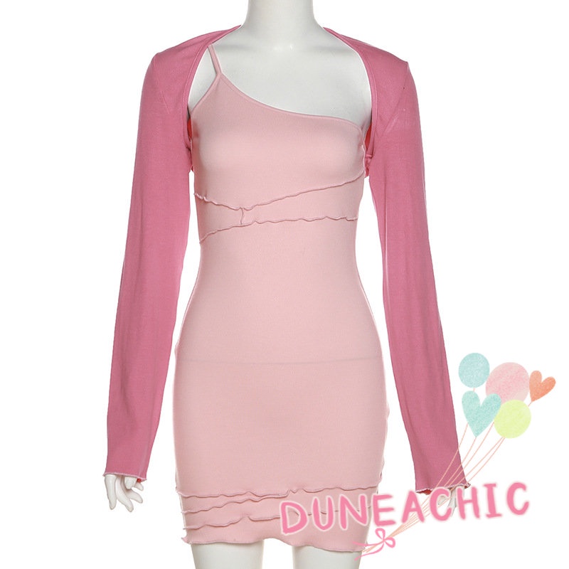 DUNEA Set Đầm Trễ Vai 2 Món Phối Bèo Nhún Thời Trang Cho Nữ