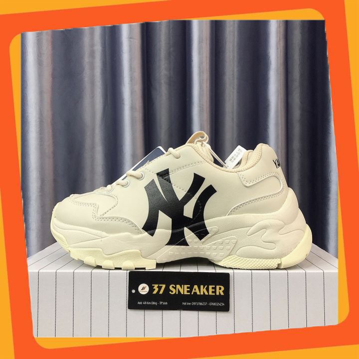 (37 Sneaker) Giày thể thao MLB NY vàng kem chữ đen rep 1:1 - bản Trung