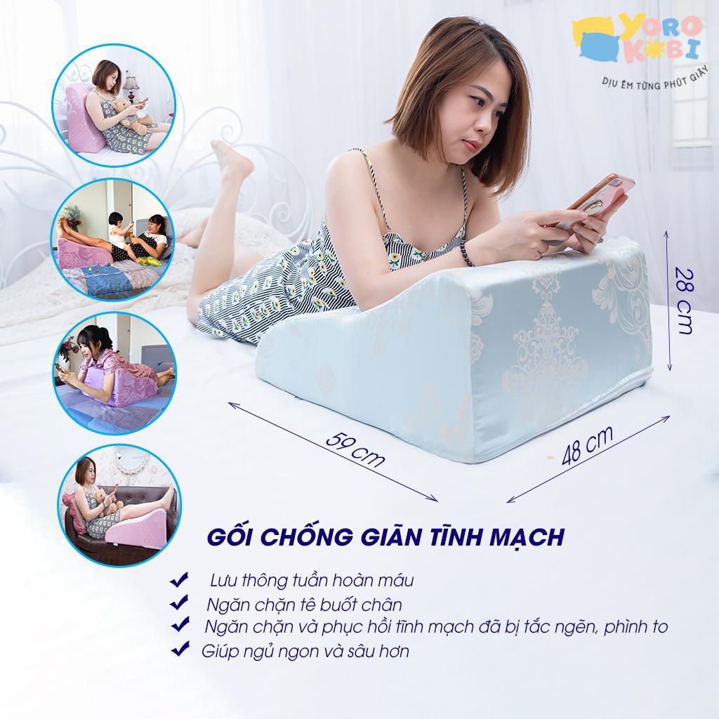 [HIỆU QUẢ] Gối điều trị giãn tĩnh mạch YOROKOBI cao 28cm kê chân giảm phù nề chân, tê bì, vọp bẻ